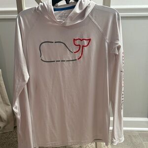Vineyard Vines Kids White and Red Whale Hoodie